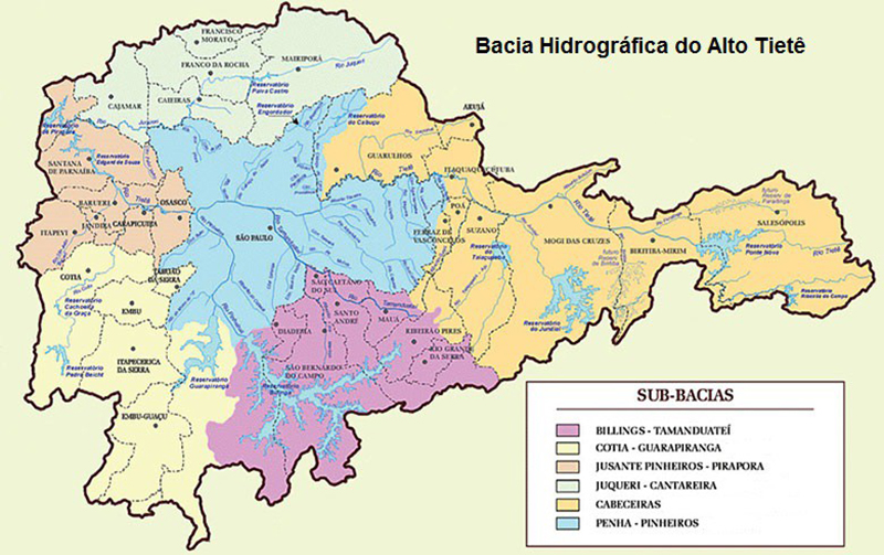 Mapa: Bacias do Alto Tietê