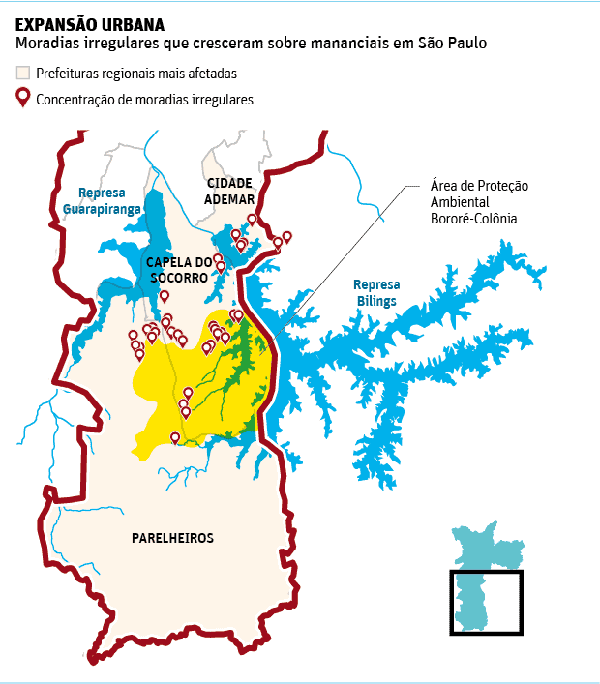 Bilings - Mapa da represa. Imagem: Nossa São Paulo